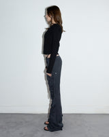 Shirring Cargo Bootcut Pants Charcoal