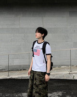ルーアメリカンフラッグリンガーマッスルTシャツ