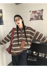 Rugby striped loose fit collar knitwear