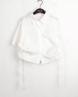 Rooney side shirring pocket crop short sleeve shirt