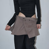 レイヤードスナップラップスカート (TAUPE GRAY)