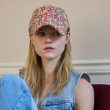 Round Logo Tweed Ball Cap (Red&Blue&Orange)