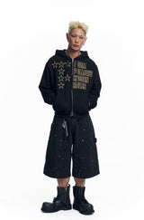 Double Knee Chino 8-Bermuda Pants - Black