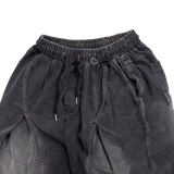 motif pintuck denim pants