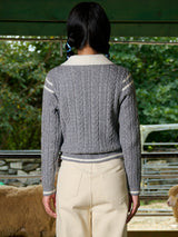 Ribbon Line Collar Wool Knit (Gray)