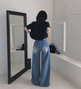 【Bellide made】フロースリットラインワイドデニムパンツ