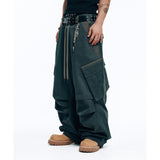 Peach Cotton Cargo Pants - Charcoal