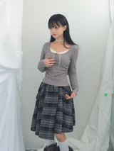 Charcoal Blend Checkered Layered Skirt