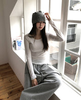 [U-BASIC] Obie Basic Slim U-Neck Long Sleeve