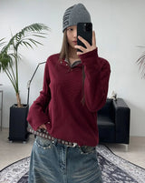 DN Henley Neck Waffle Long Sleeve T-shirt