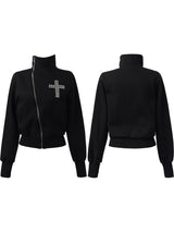 クロススタッドダイアゴナルウォーマージップアップ (fleece-lined / 2color)