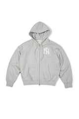 (BASE) NY CROSS HOOD ZIP UP (GRAY)