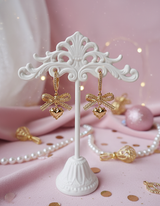 Coquette Laced Ribbon and Heart Huggies Piercing - Gold Color