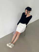 ブリーズ コットンモダール ヘンリーネック Tシャツ(Bio-Washed) -ブラック