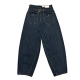 Back button mega denim pants