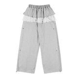 Frill Lace Button Sweatpants (Melange Gray) F25QD899