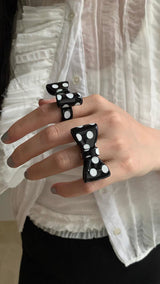 Black polka DOT bow ring