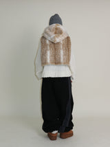 Tier Bambi Fake Fur Hooded Vest (Short Quilted)