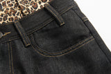 Leopard Layered Dark Denim Pants