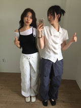 Nylon wrap skirt pants (2color)