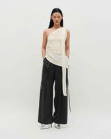 One Shoulder Lace Top _ IVORY
