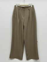 Marron Belted Two-Tuck Wide Slacks