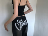 バックレタリングワイドパンツ