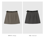ラヴィーニュ シンプル Aライン ベルト付き ミニスカート