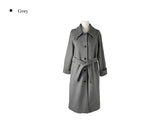 Naren High Neck Quilted Wool Belt Long Coat
