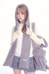 Fluffy hood muffler (gray)