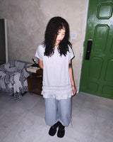 (2color) Dot Frill Flare Short Sleeve Tee