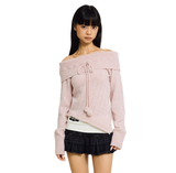 コットンキャンディーオフショルダーニット [PINK]