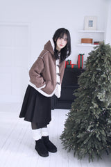 wool unbalanced pleats midi sk(2color)