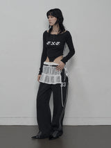 BOATNECK BUTTON TOP BLACK