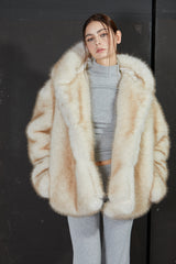 TWO TONE FUR JACKET -IVORY
