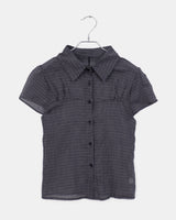 ノエルシアーサッカーVネックチェック半袖Tシャツ