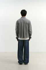 ルーズストレートバイカーデニムパンツ (Washed Navy)