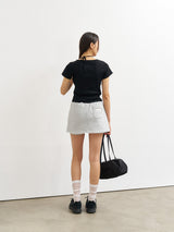 【即日発送】button slit string half t-shirts