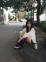 [Belt SET] Bessy Roll-up Washing Denim Short Pants