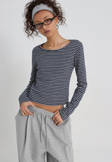 [B-BASIC] スタンダードストライプロングスリーブTシャツ (2size)
