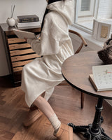 Hooded fleece long one-piece