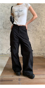 Lace nylon pocket strap cargo pants
