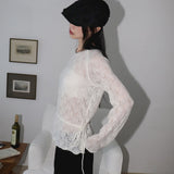 Daen alpaca wool punching frill strap knitwear
