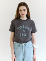 MAISON DE ROLA エンブロイダリーTシャツ チャコール