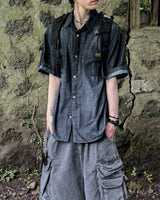Durant Patch Washed Short Sleeve Denim Shirts