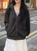 [UNISEX] テリーベーシックルーズフィット2WAYフードジップアップ (4color)