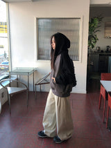Huvit Pintuck Cotton Denim Wide Pants