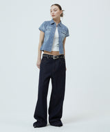 DENIM STUD HALF SHIRT