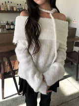 [Muffler Set/Wool Knit] コーゼンオフショルダールーズフィットタイニット