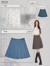 スタンダード チャコール ミディ プリーツ スカート